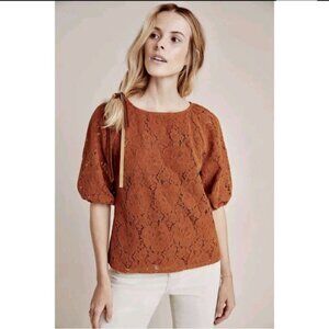 Anthro Womens Boho Floral Lace Blouse Small Dolan Norah 3/4 Western Festival